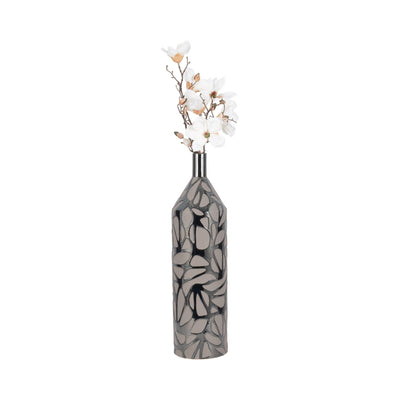 28 Solvay Oversized Tribal Vase, Blk Pearl Metllc