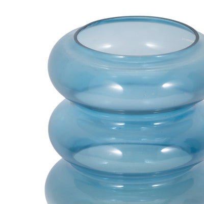 GLASS, 12H ACCORDION VASE, BLUE