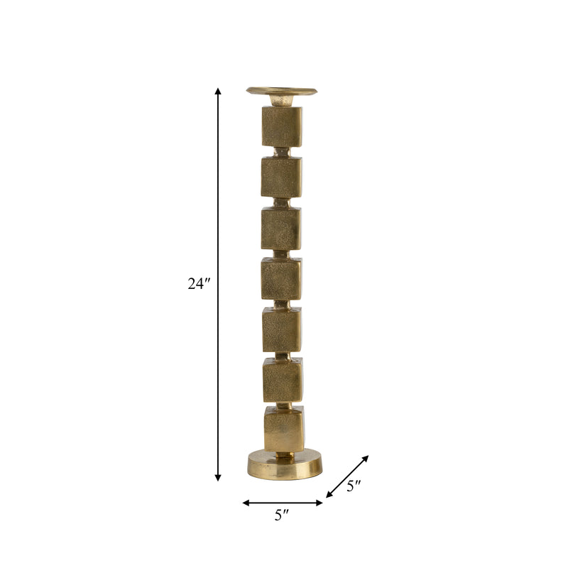 METAL, 24 STACKED CUBES CANDLEHOLDER, GOLD