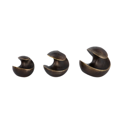 S/3 4/5/6 Kismet Spiral Deco Spheres, Bronze