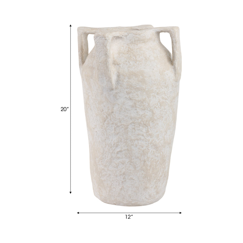 20x12 Paper Mache Handle Vase, White