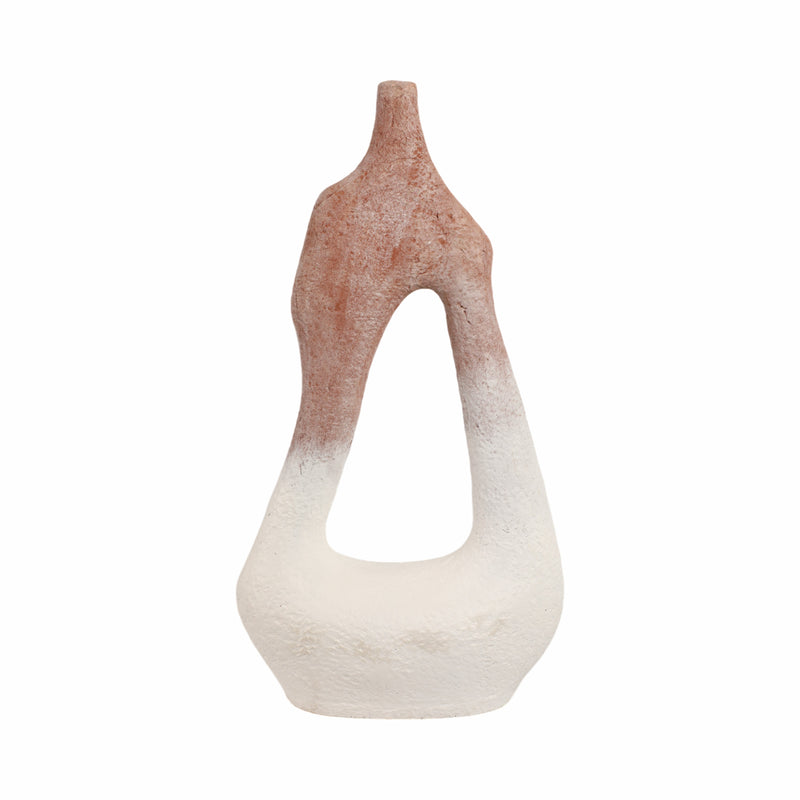 36 Curvy Open Cut-out Terracotta Vase, White Mult