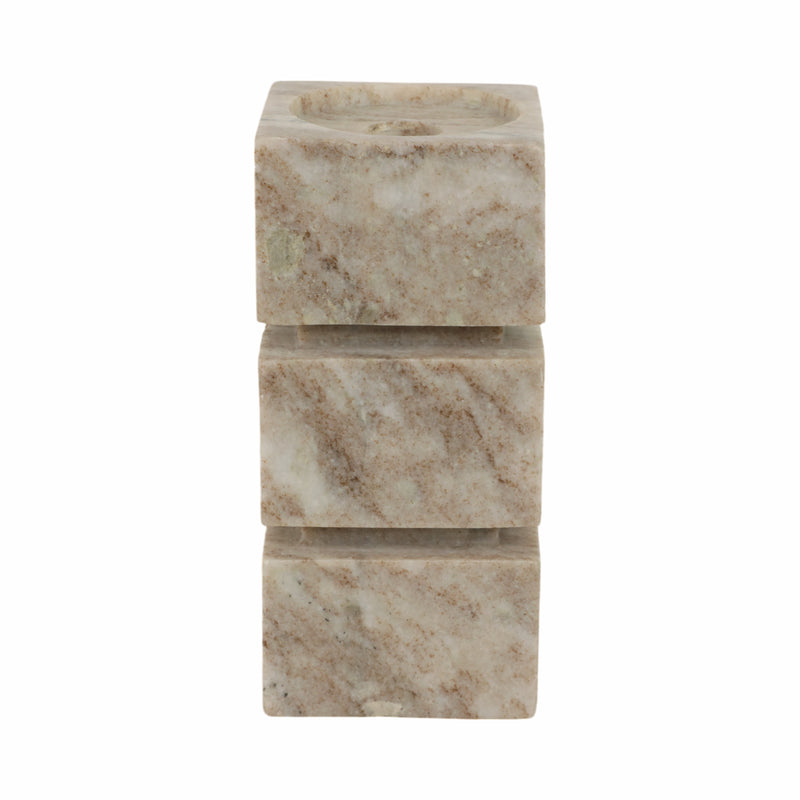 8 Onyx Marble Stacked Cubes Pillar Candleholder,