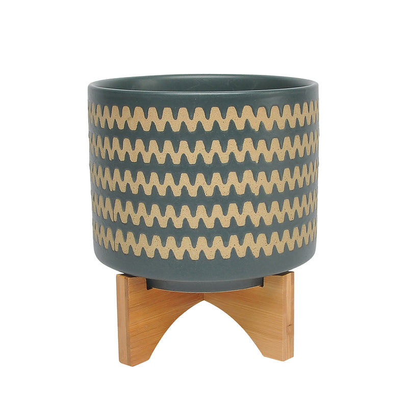 8 Zig-zag Planter W/ Stand, Teal