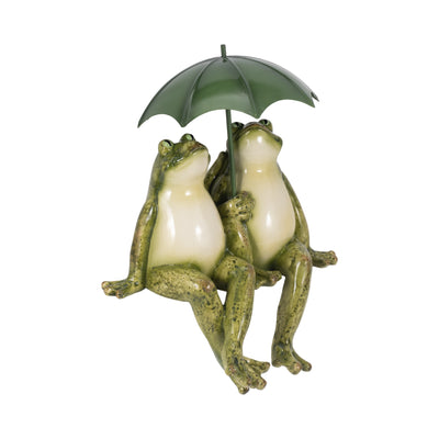 9 Sitting Frogs With Umbrella, Green