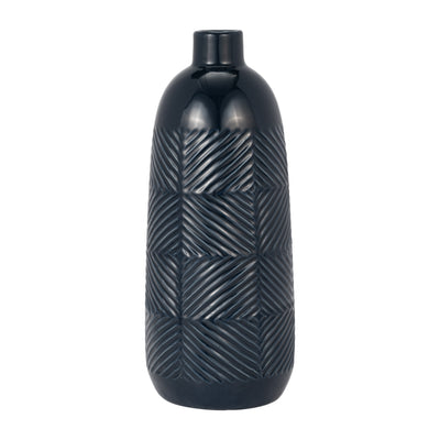 CER, 17 TEXTURED LINES VASE, NAVY