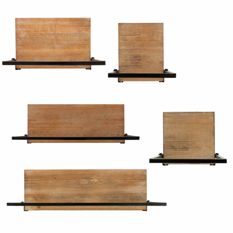 S/5 WOOD/METAL WALL SHELVES