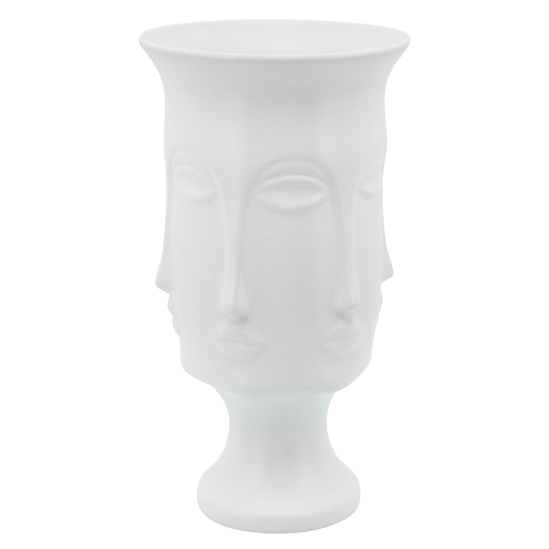 15H MULTI FACED VASE, WHITE