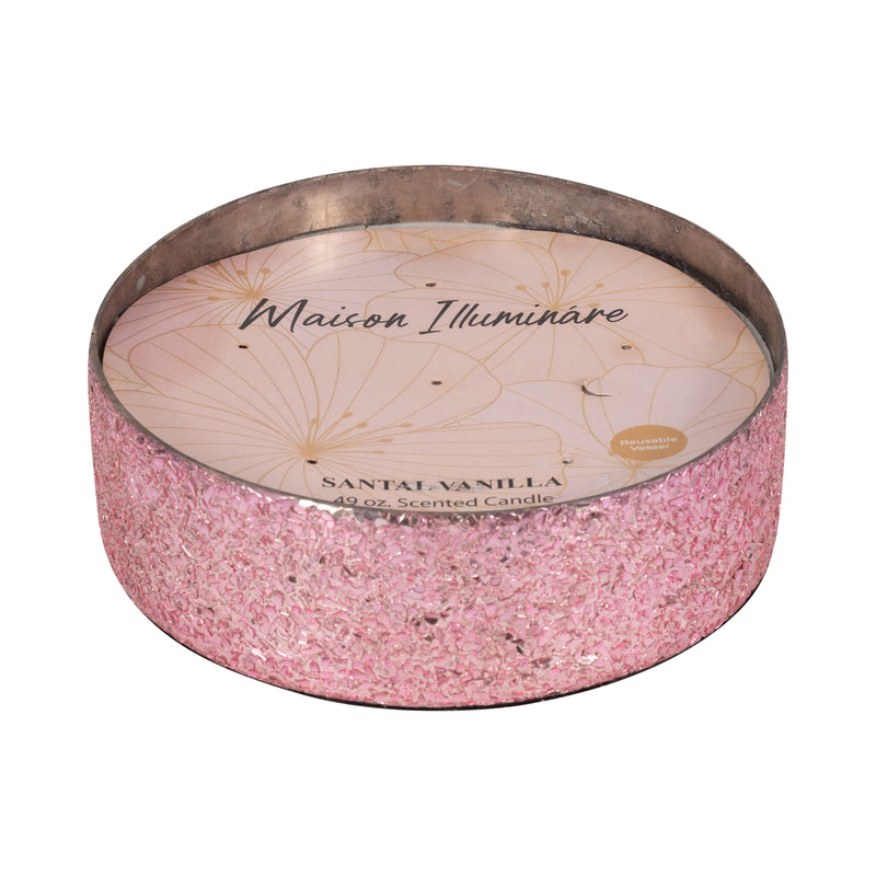 Glass, 8 49 Oz Crackled Bowl Scented Candle, Pink