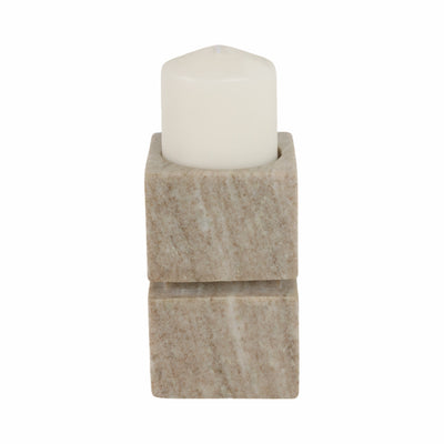 6 Onyx Marble Stacked Cubes Pillar Candleholder,