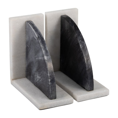 MARBLE,S/2 6H,ROUNDED BOOKENDS,BLACK/WHITE