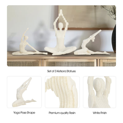 S/3 9/10/16 Ketsora Yoga Statuary, White