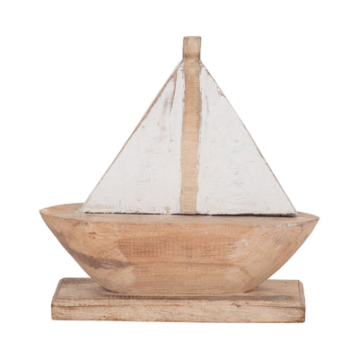 Wood, 11 Sailboat, Natural/white