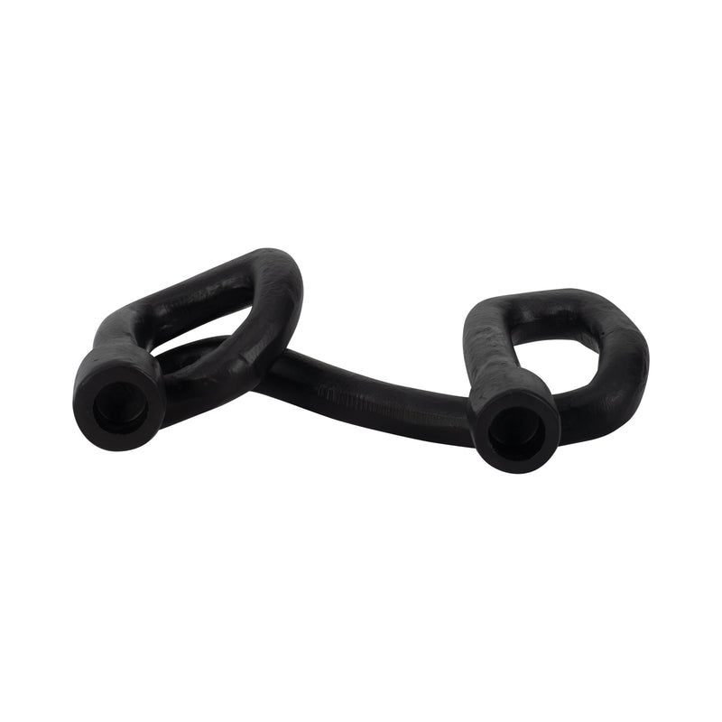 9 Swirled 2 Taper Candleholder, Black