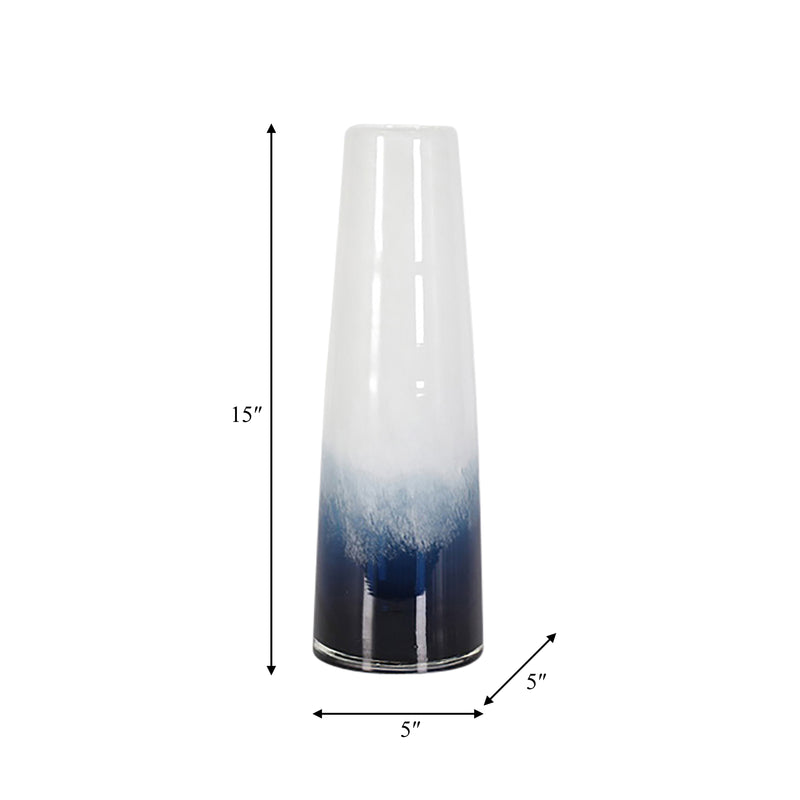 GLASS, 15 BLUE WATERS VASE, BLUE/WHITE