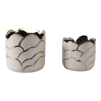 S/2 6/7 Clouds Planter, Ivory/gold