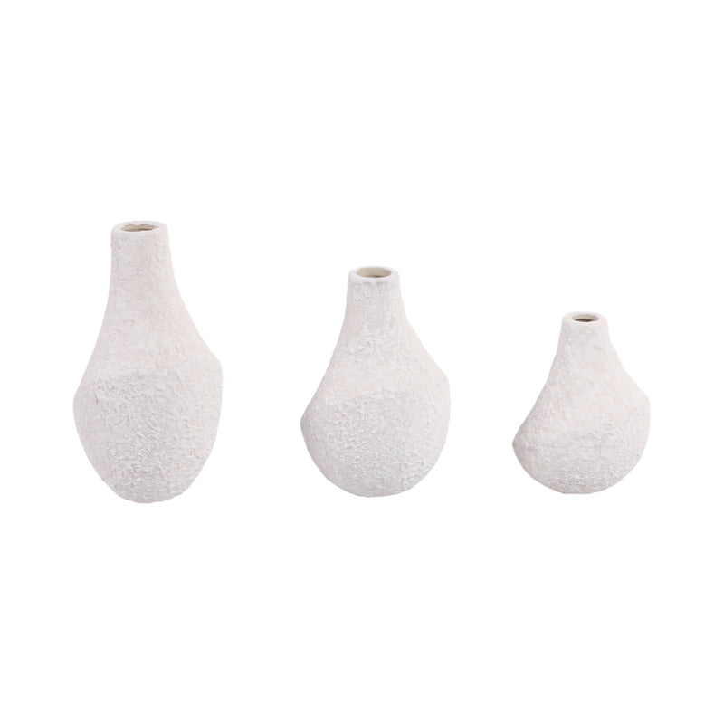 S/3 5/7/9 Klamath Cream Ceramic Vases