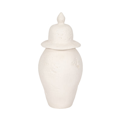 16x8 Cast Stone Finish Temple Jar, White