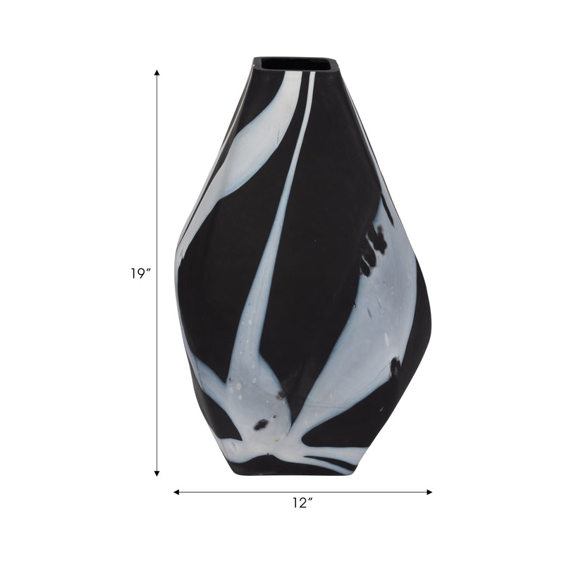 Glass, 19 Abstract Contemporary Vase, Black