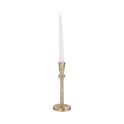 METAL, 9 HAMMERED TAPER CANDLEHOLDER, GOLD