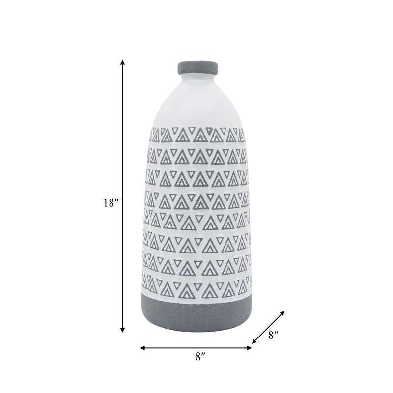 CER, 18H AZTEC VASE, GRAY