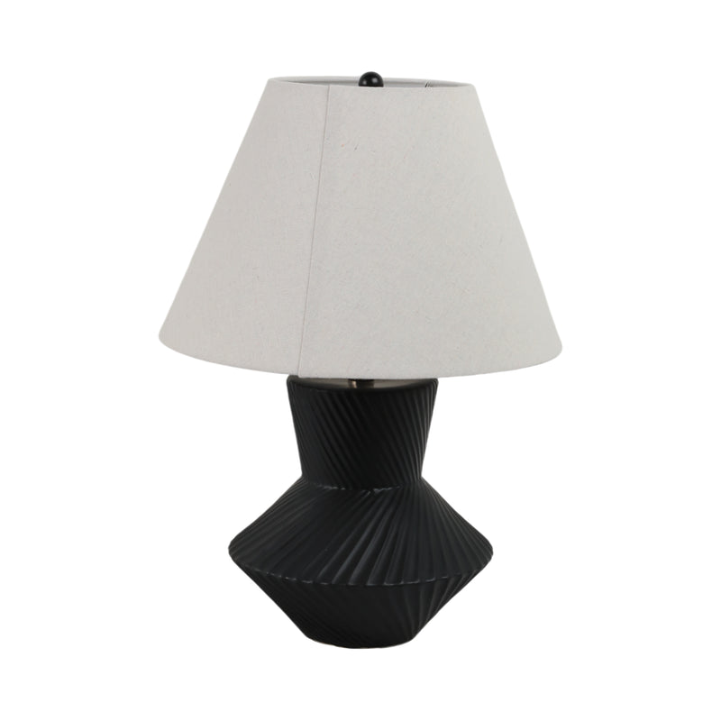 23 Ribbed Totem Table Lamp, Black/white