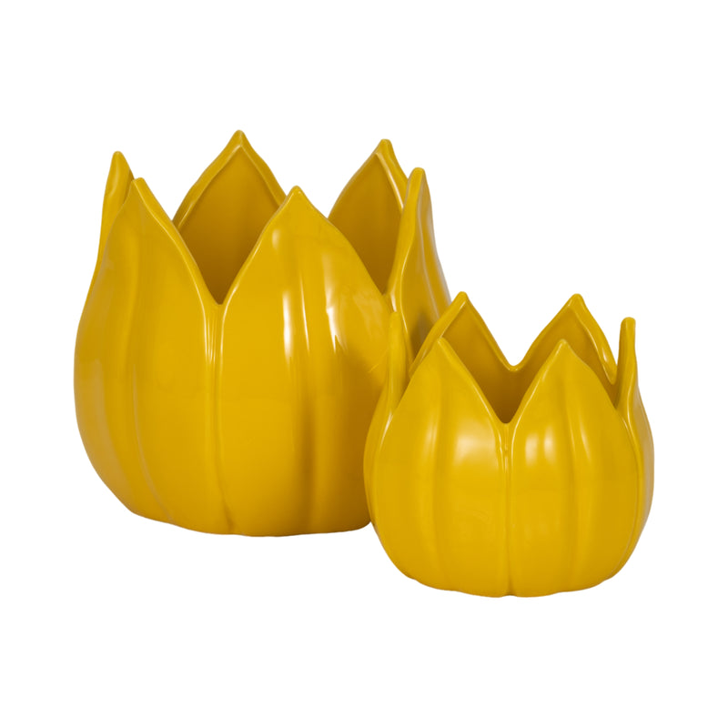 S/2 5/8 Petal Planters, Yellow