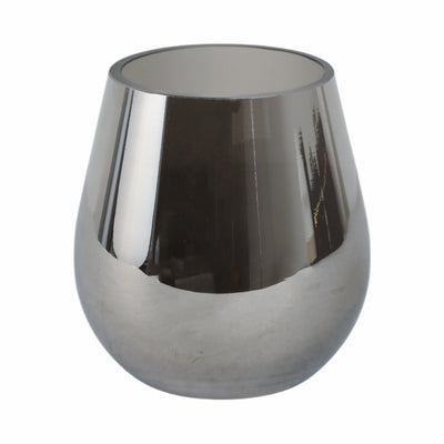 GLASS 6H METALLIC VASE, SILVER