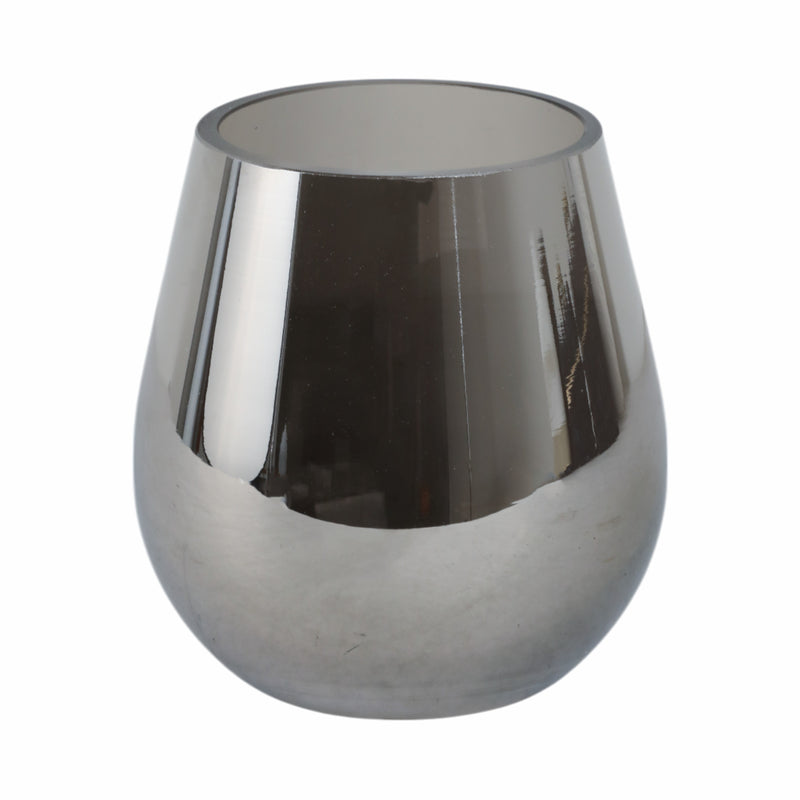 GLASS 6H METALLIC VASE, SILVER