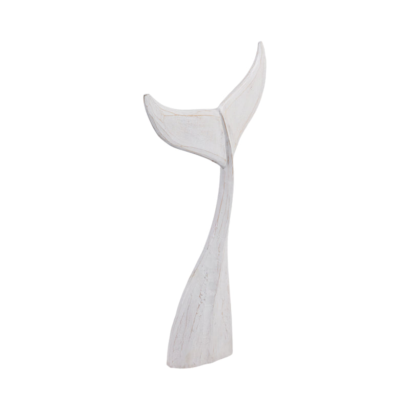 32 Wood Whale Tail Decor, Wht