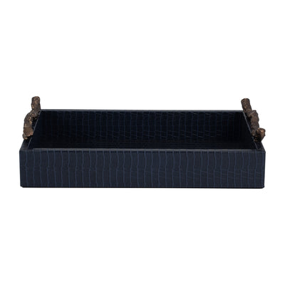 FAUX LEATHER, 16 COPENHAGEN TRAY, NAVY/GOLD