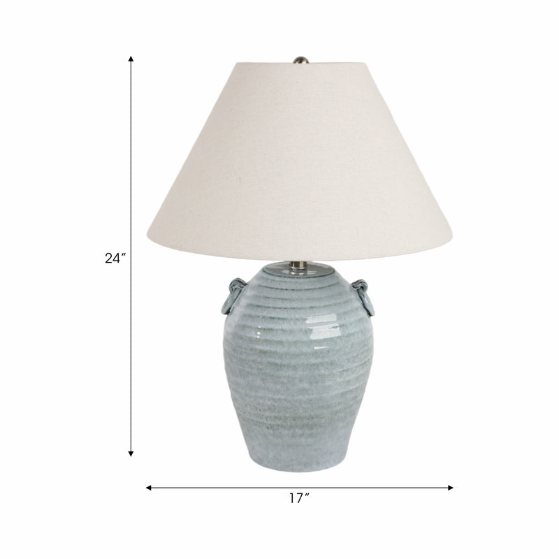 24 Jug Table Lamp With Handles Tapered Shade,blue