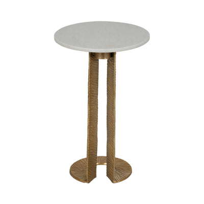 23grooved Base Accent Table Marbletop,white/go Kd