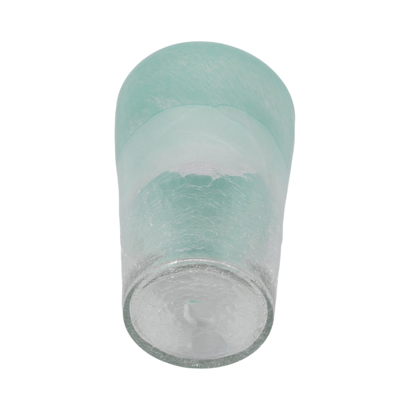 14 Fluted Glass Vase, Aqua Haze