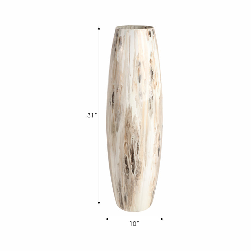 31 Curved Glass Vase Neutral Drip Finish, Multi