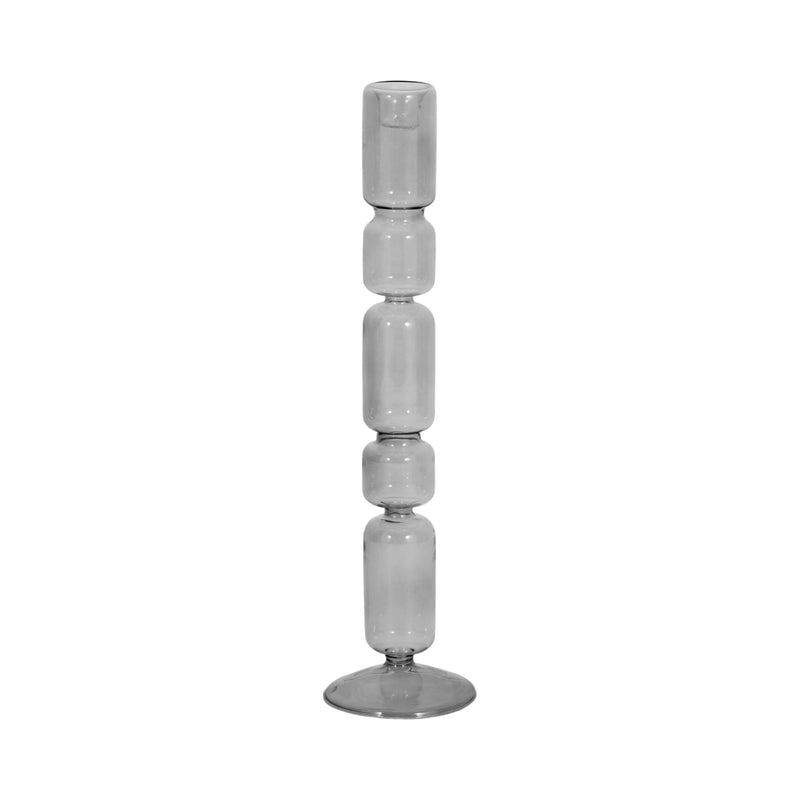 14 Mixed Bubble Taper Candleholder, Smoke