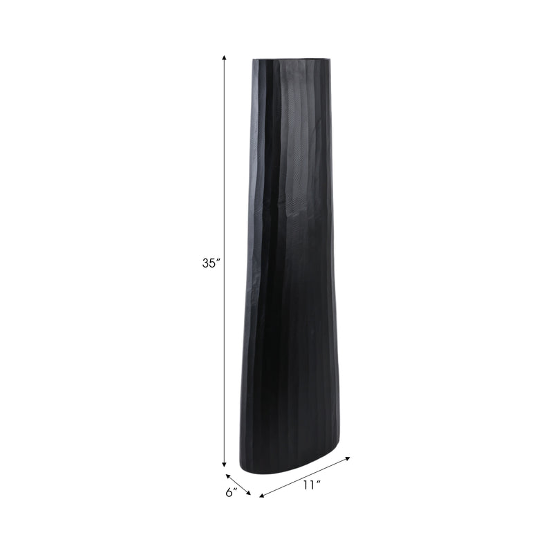 ALUMINUM 36 TEXTURED VASE, MATTE BLACK