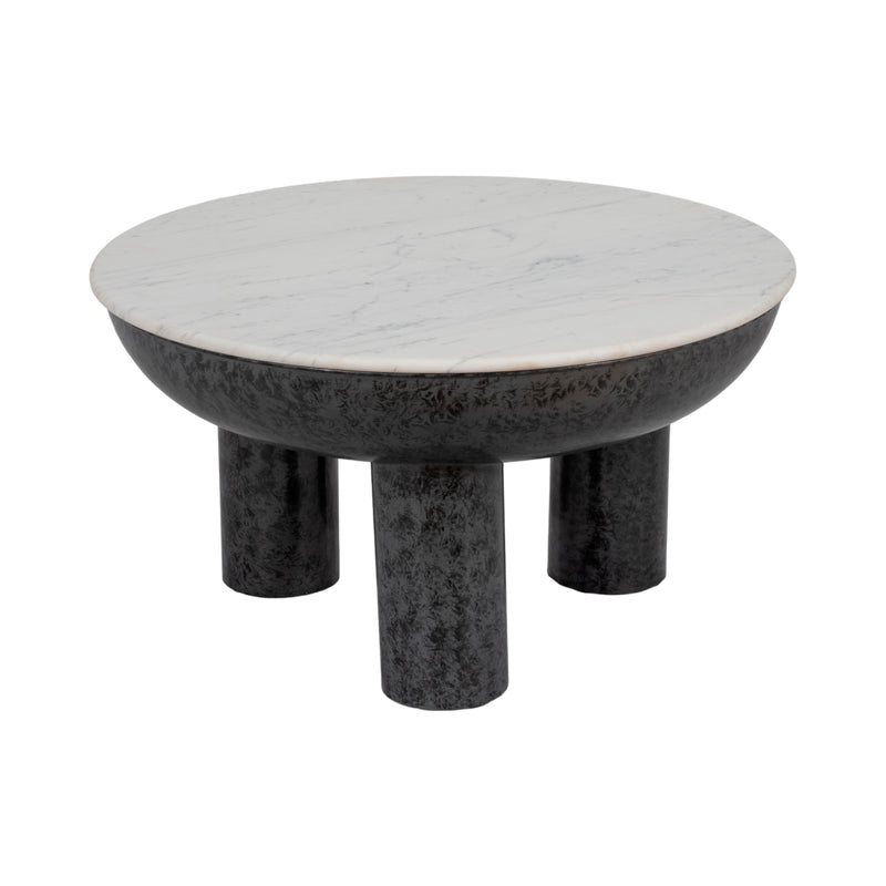 33 Chunky Leg Coffee Table Marble Top, White/blk