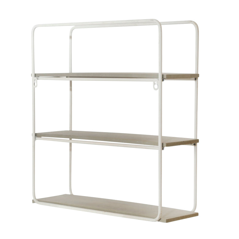 METAL/WOOD 3 TIER WALL SHELF, GRAY/WHITE