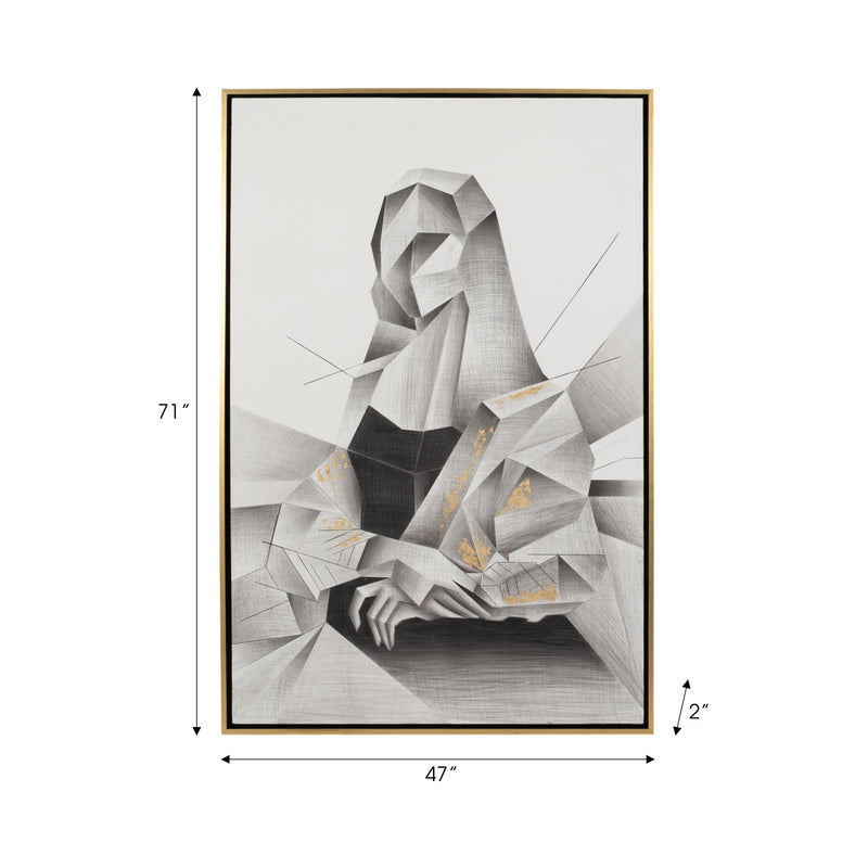 47x71 Geo Mona Lisa, W/gld Leaf,blk/wht