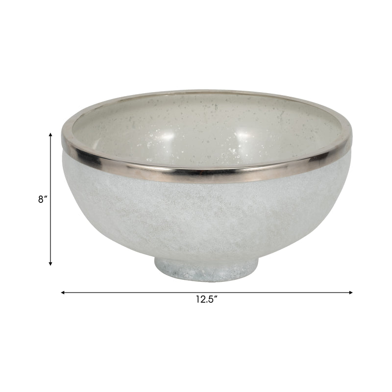 GLASS,13,BOWL W/RING DECO,WHITE