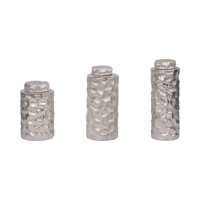 S/3 10/13/14 Anita Silver Ceramic Lidded Jars