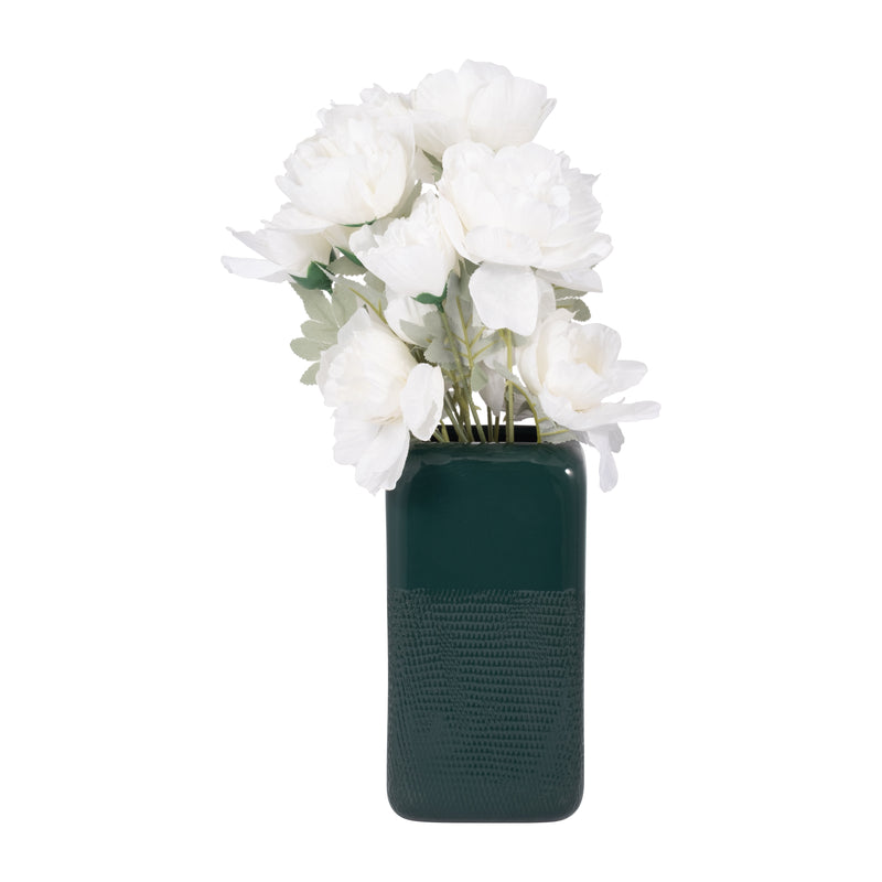 CER, 10 SQUARED GROOVED VASE, FOREST GREEN