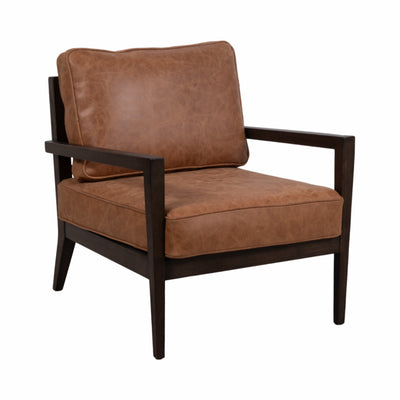 32 Sanders Suede Wood Accent Chair, Brown