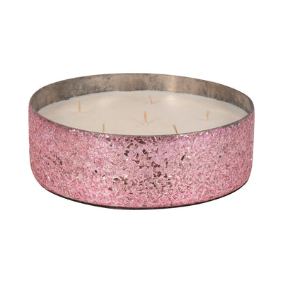 Glass, 8 49 Oz Crackled Bowl Scented Candle, Pink