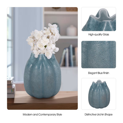 10 Glass Sea Urchin Vase, Blue