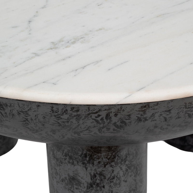 33 Chunky Leg Coffee Table Marble Top, White/blk