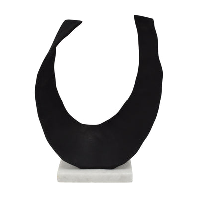 18 Curved Horseshoe On Marble Base, Black/white