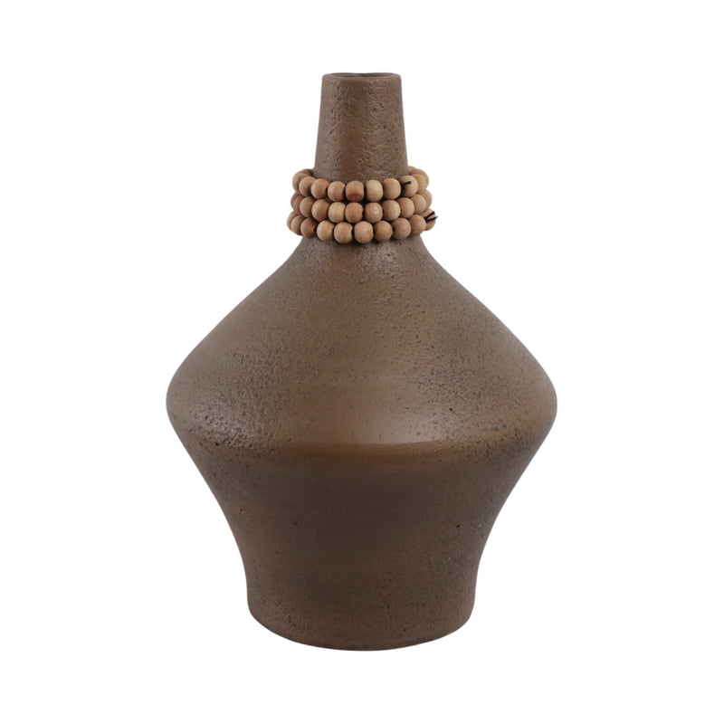 14 Tutwell Large Vase With Wood Beads, Brwn