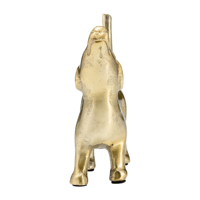 8L METAL, DECO HOWLING DOG, GOLD